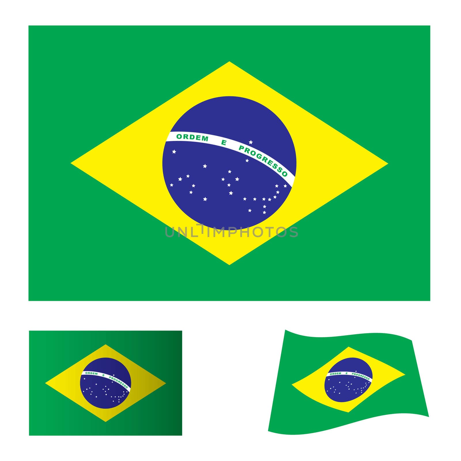 green and yellow brazil flag icon symbol as part of a set