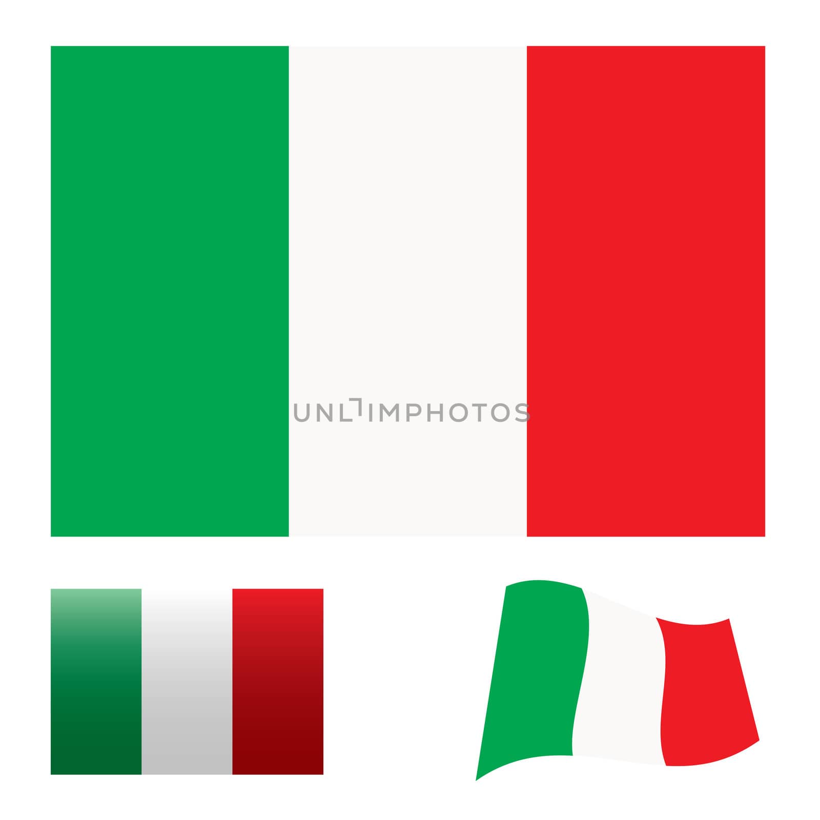 Illustrated collection of flag icon set for italy