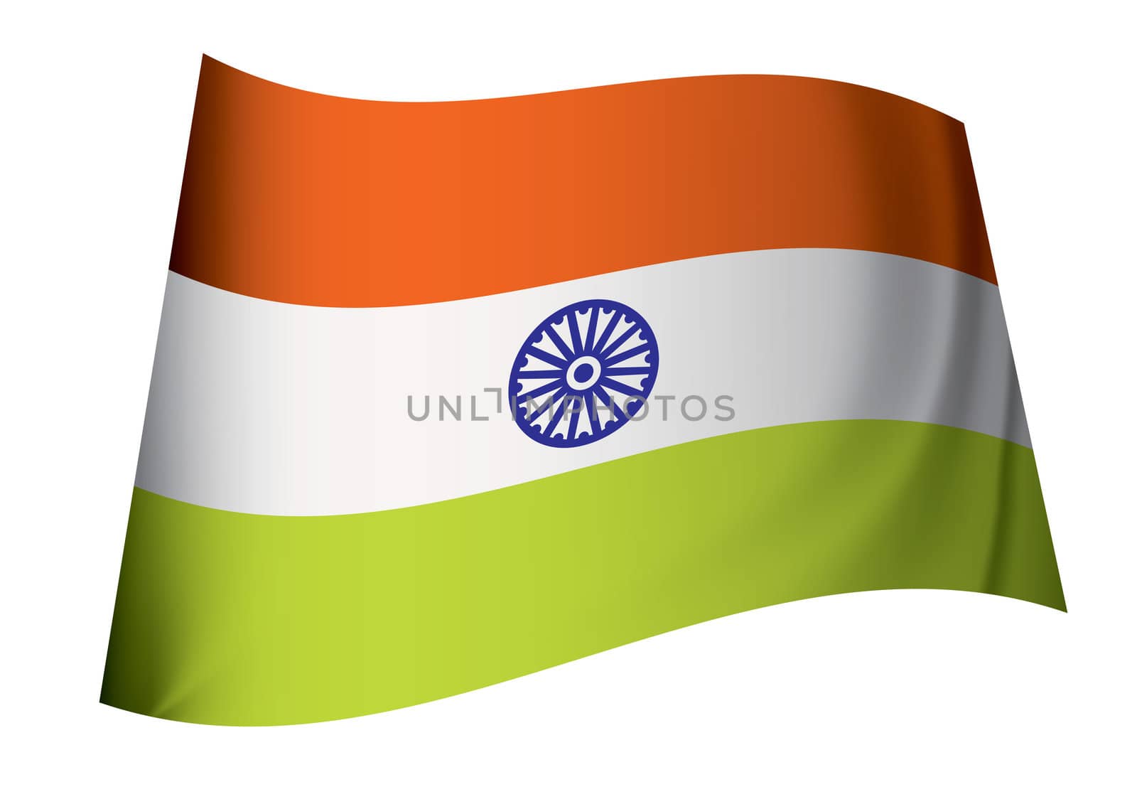 Indian flag icon with orange and green stripes floating in the wind