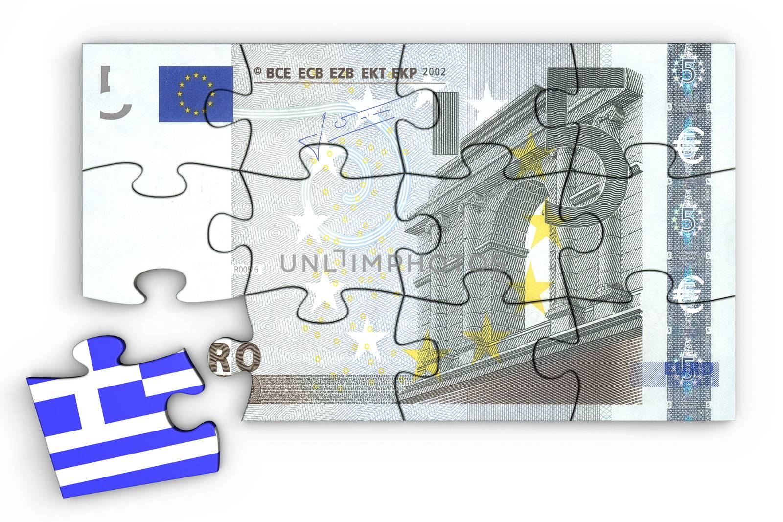 5 Euro Note Puzzle And a Greek Piece by PixBox