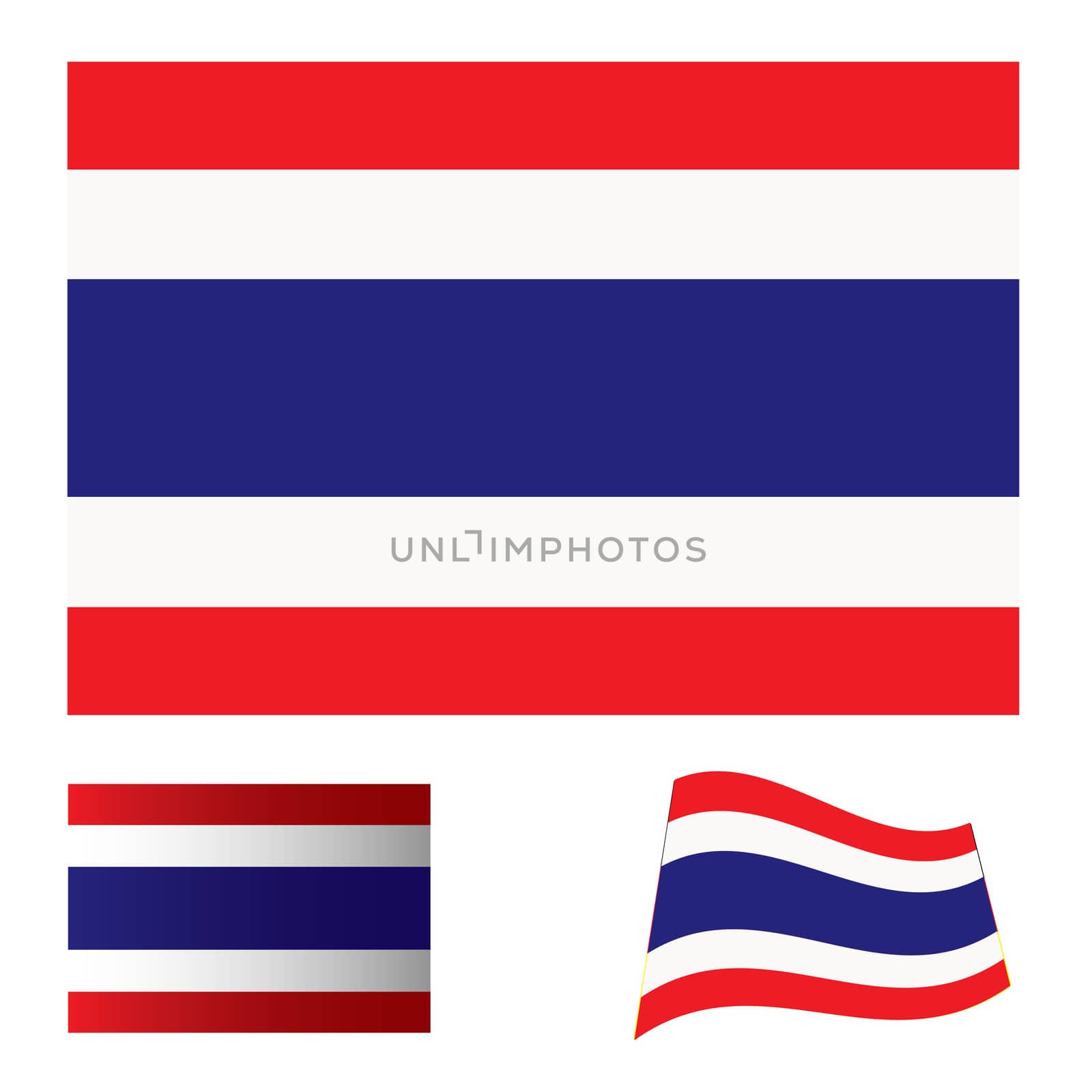 Illustrated collection of flag icon set for thailand