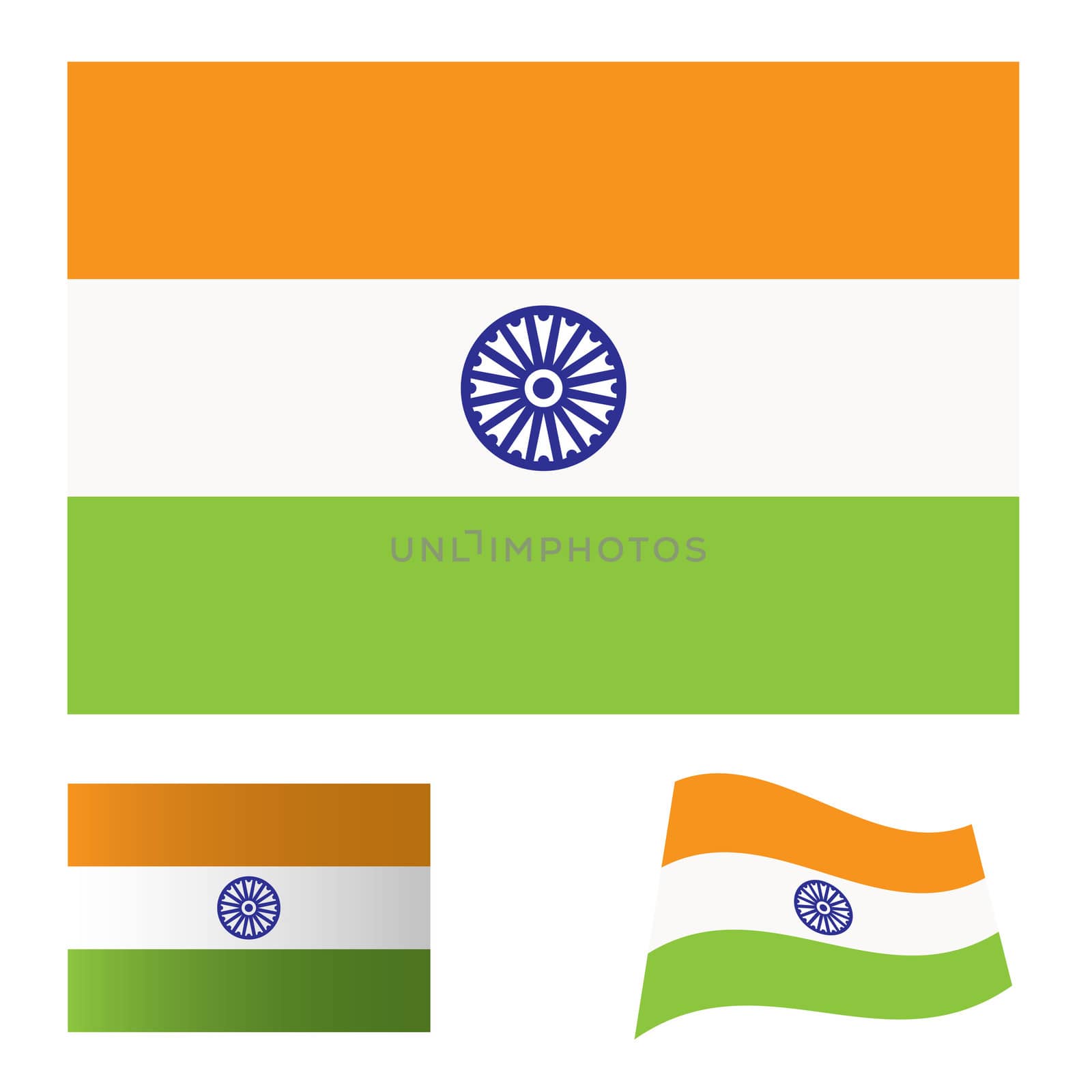 Illustrated collection of flag icon set for india