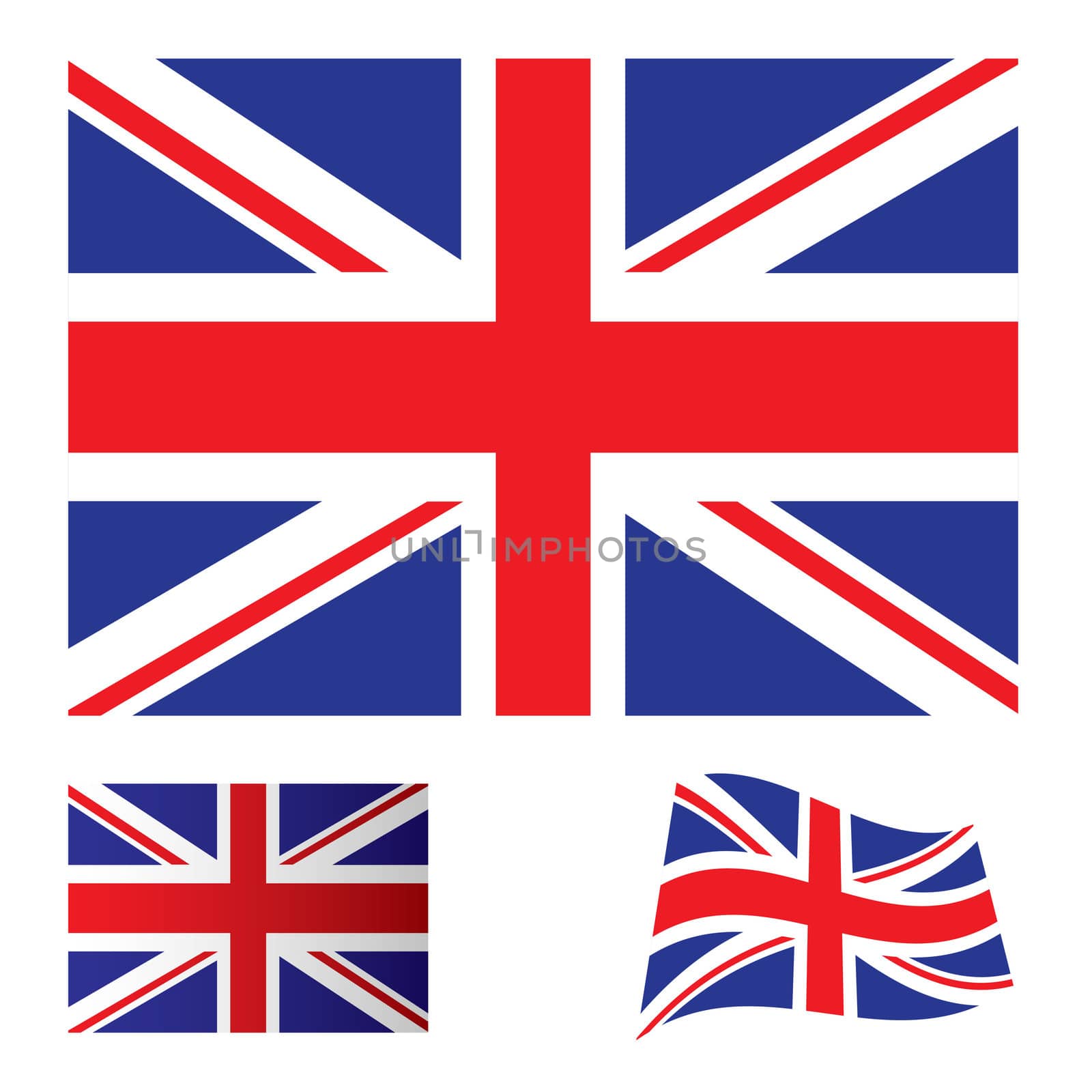 Illustrated collection of flag icon set for the United kingdom