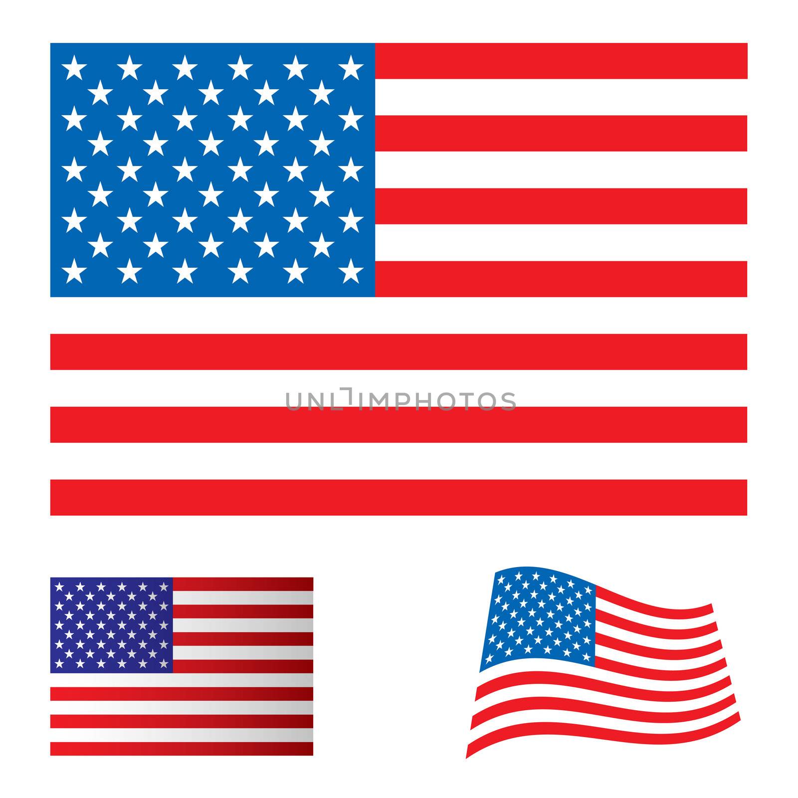 Illustrated collection flag icon set for the united states of america