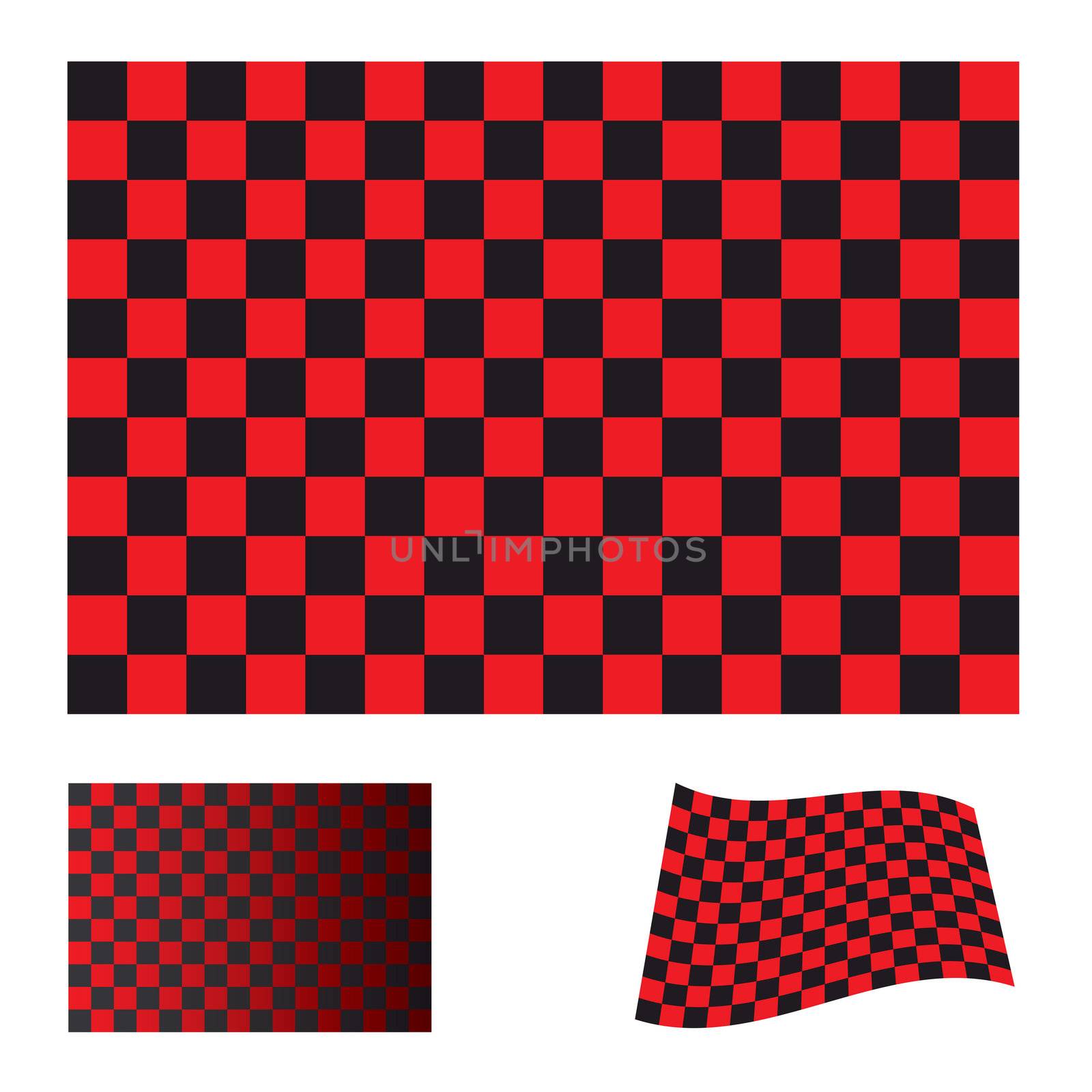 red and black checkered flag icon collection with variation
