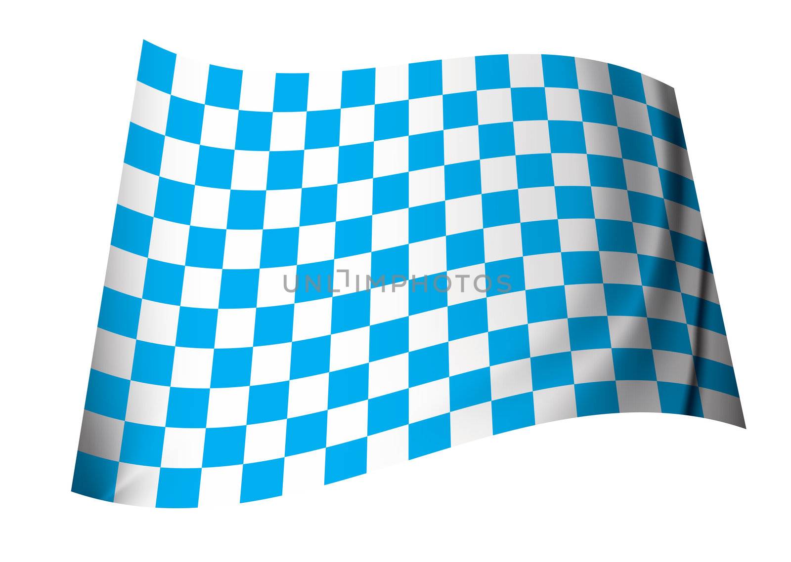 Blue and white motor racing inspired checkered flag icon