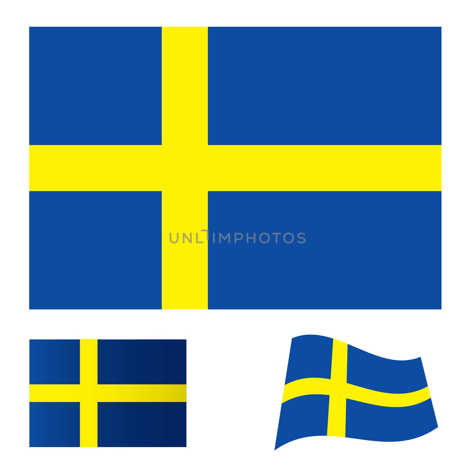 Illustrated collection of flag icon set for sweden