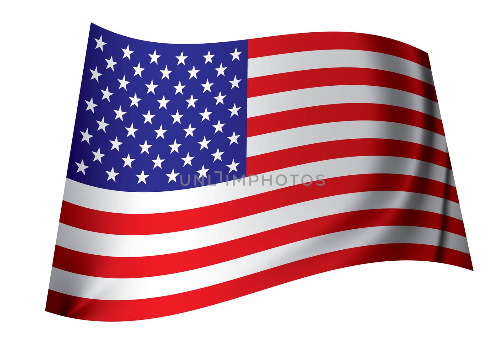 red white and blue american flag from the united states with folds