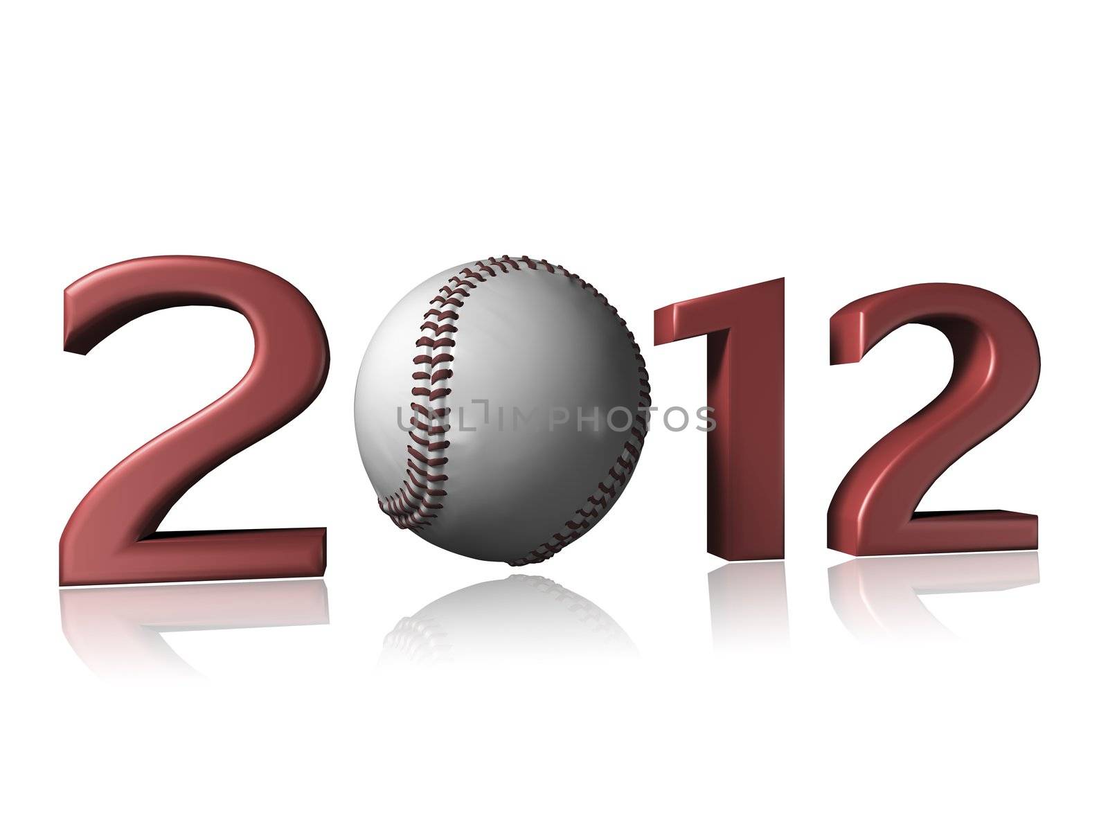 2012 baseball design on a white background with a little reflection