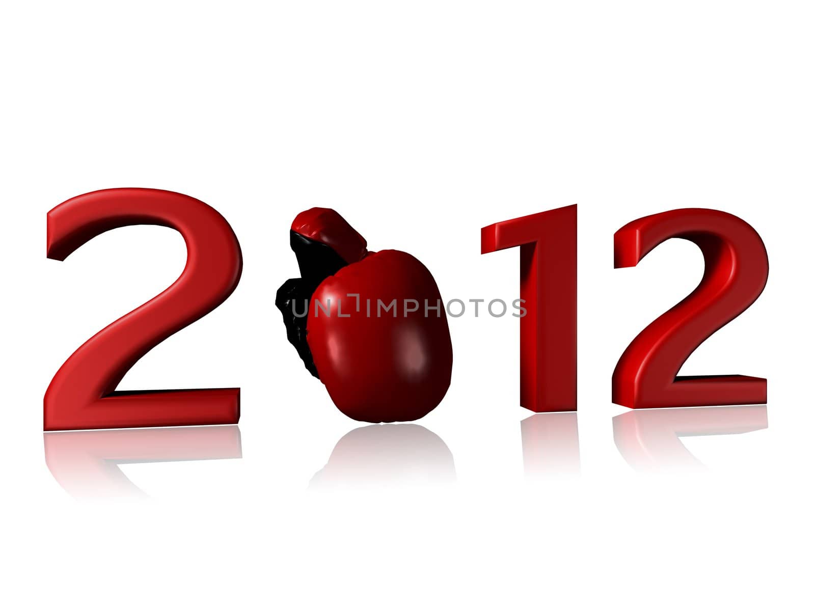 2012 boxing design on a white background with a little reflection
