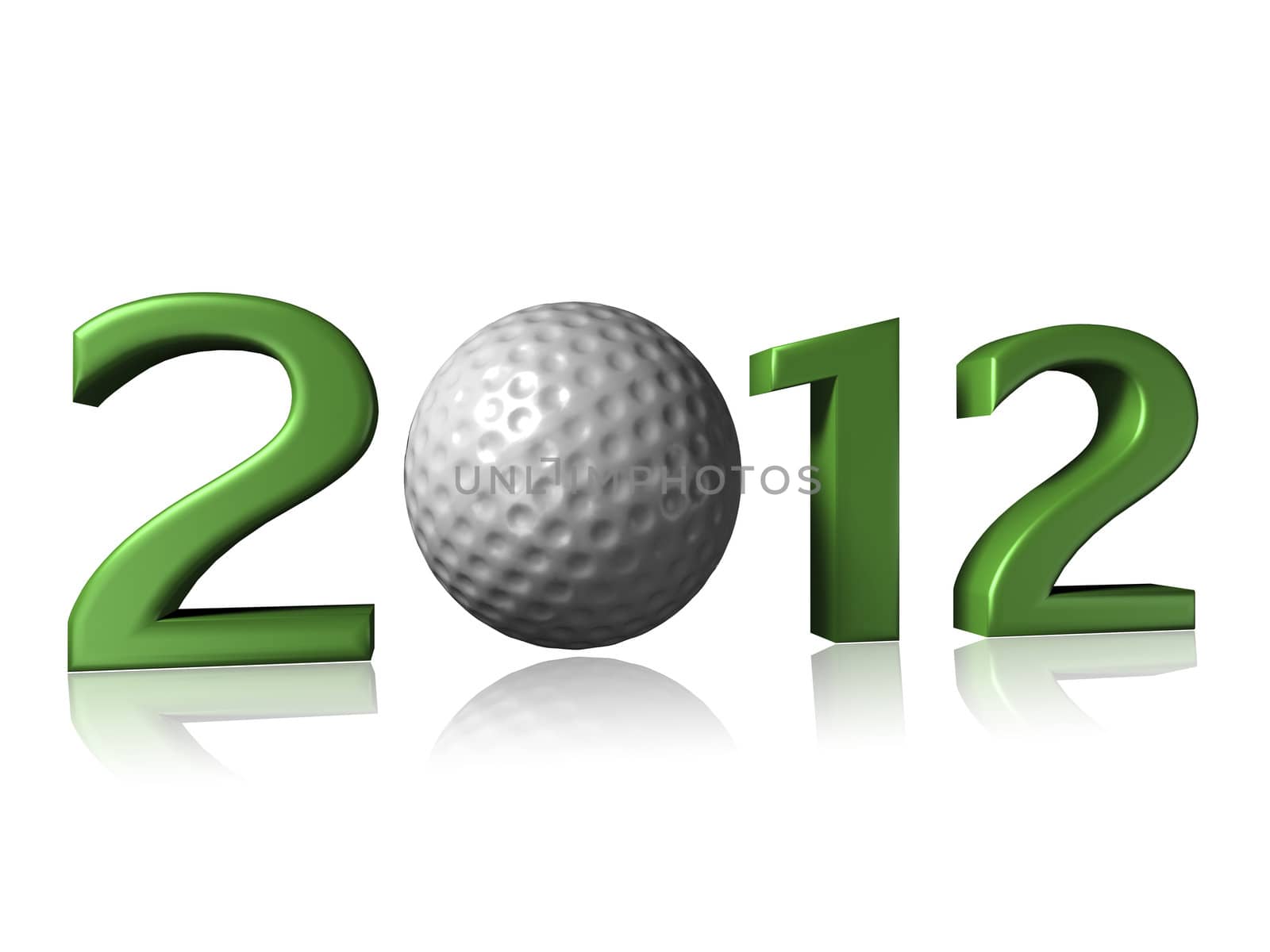 2012 golf design on white background with a little reflection