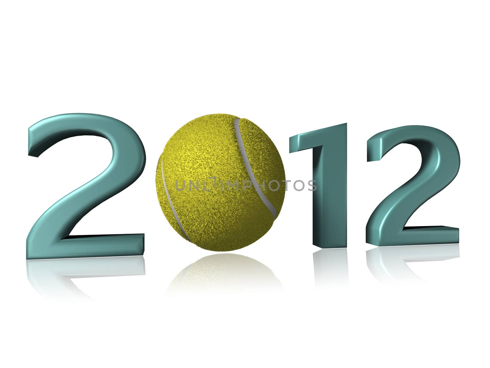 2012 tennis design on a white background with a little reflection