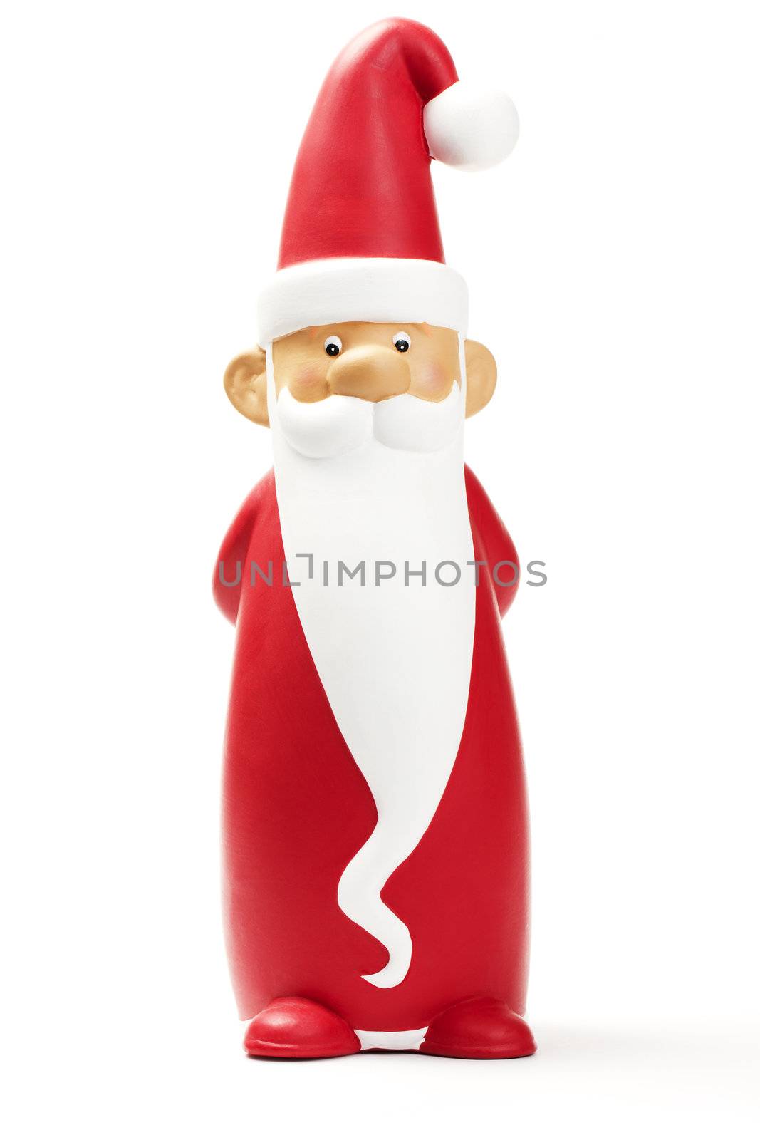 one slender santa claus figurine on white background