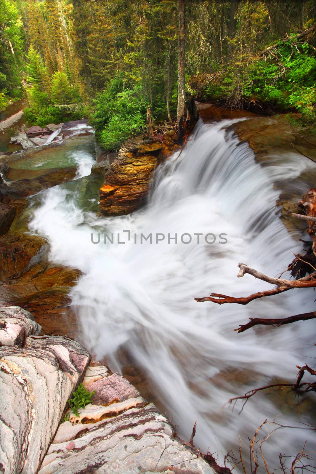 Glacier National Park Waterfall by Wirepec