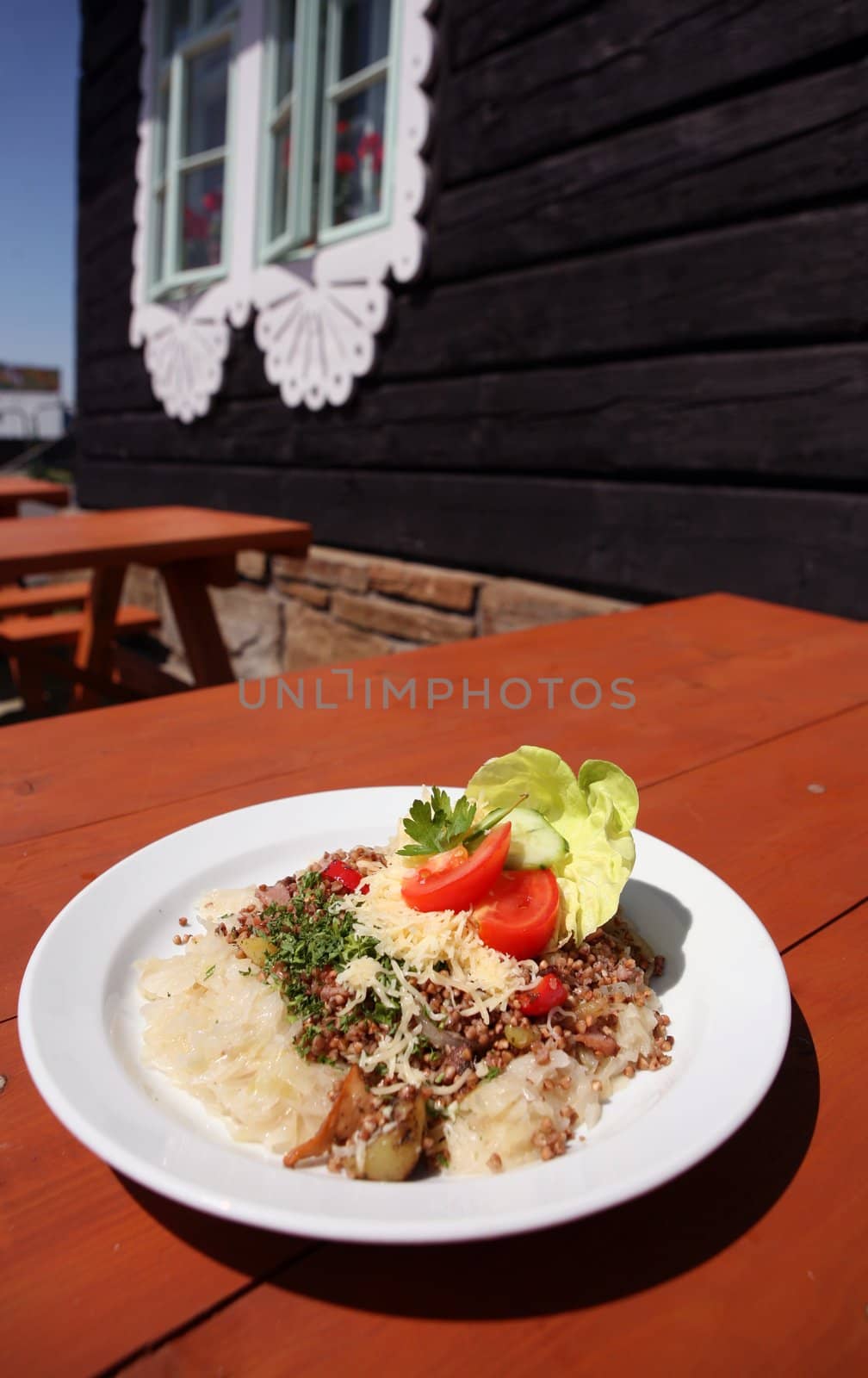 Tradiotional  food from Walachia made of potatoes cabbage, wheat and sausage