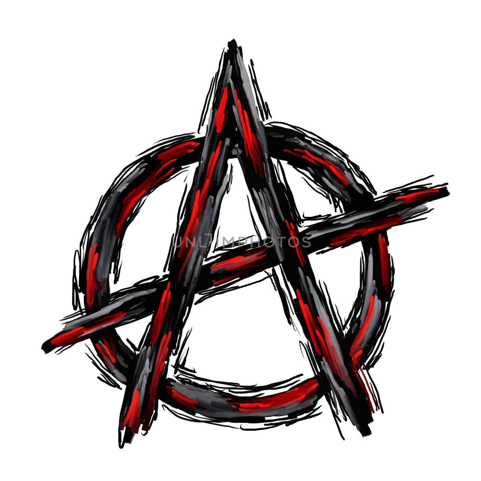 painted anarchy symbol on white background