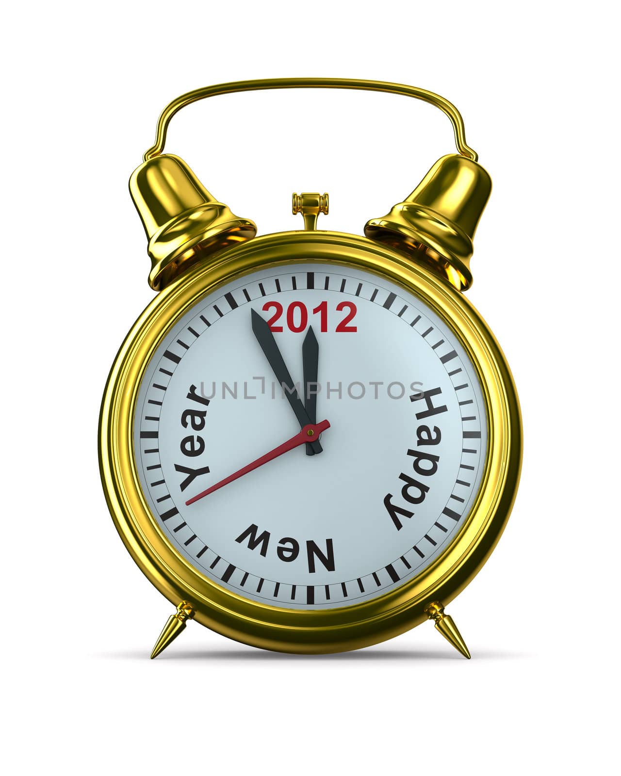 2012 year on alarm clock. Isolated 3D image