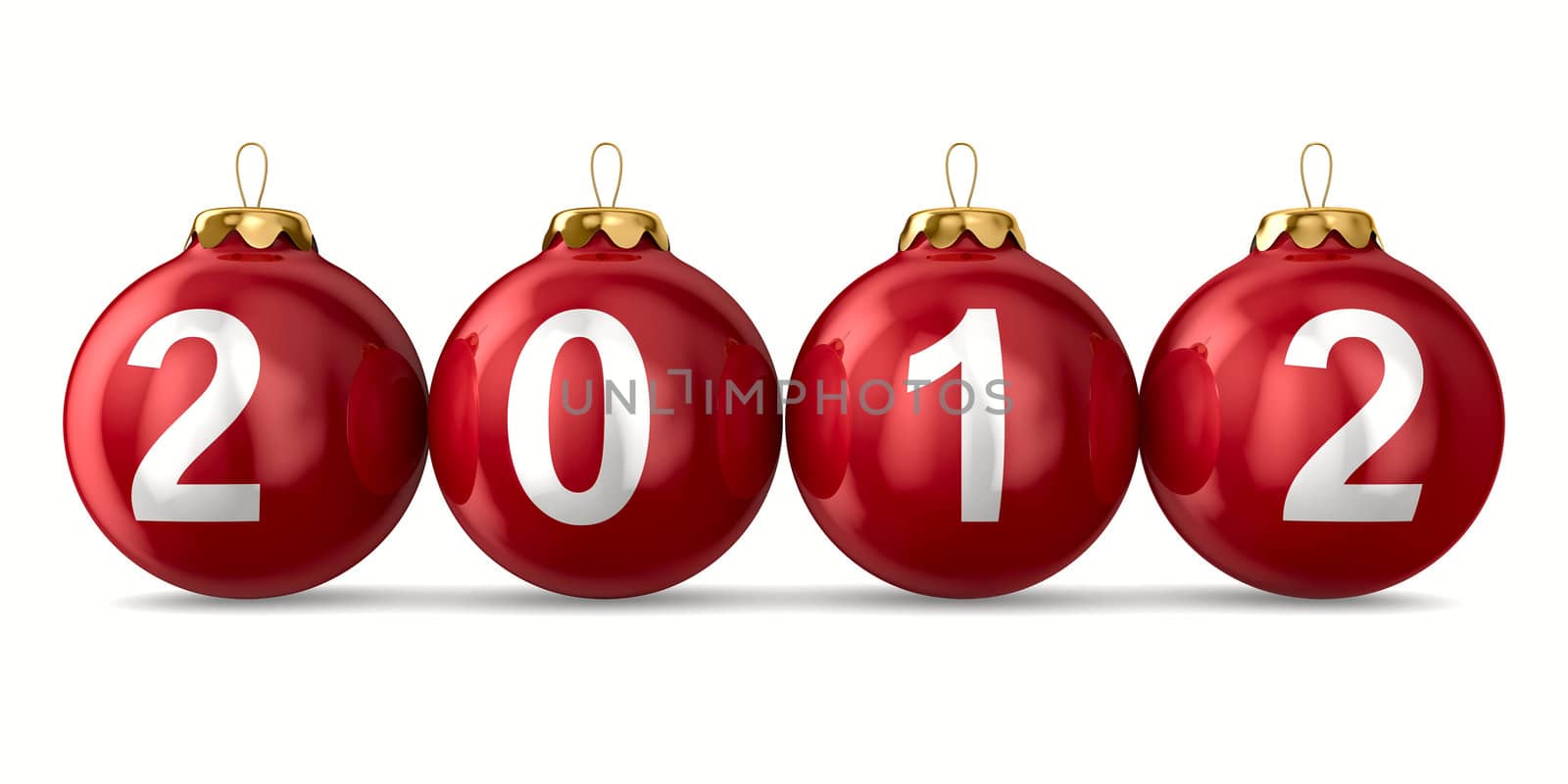 Christmas decoration on white background. 2012 year. Isolated 3D image