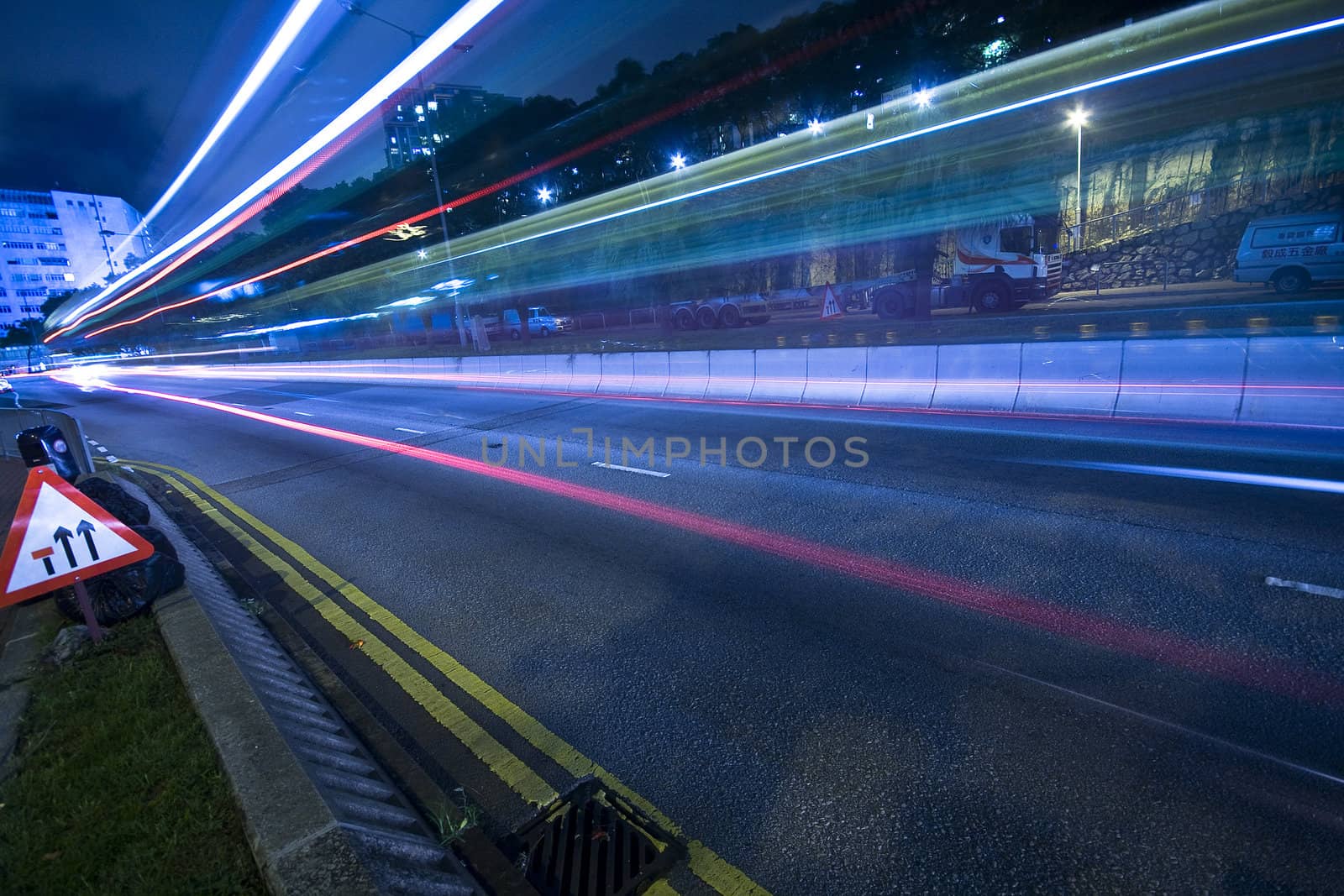 traffic at night in Hong Kong 