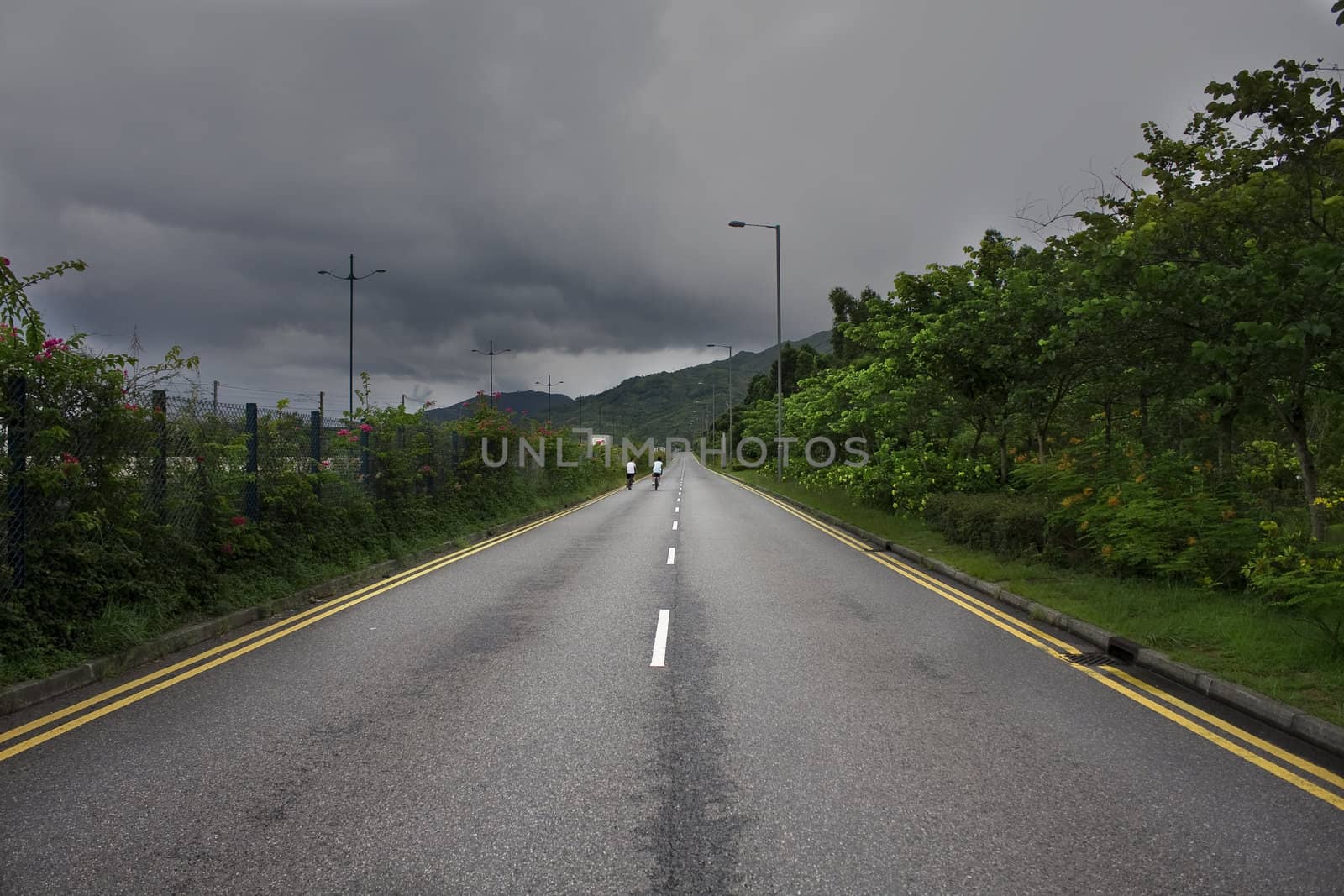 traffic road and bad weather in hong kong