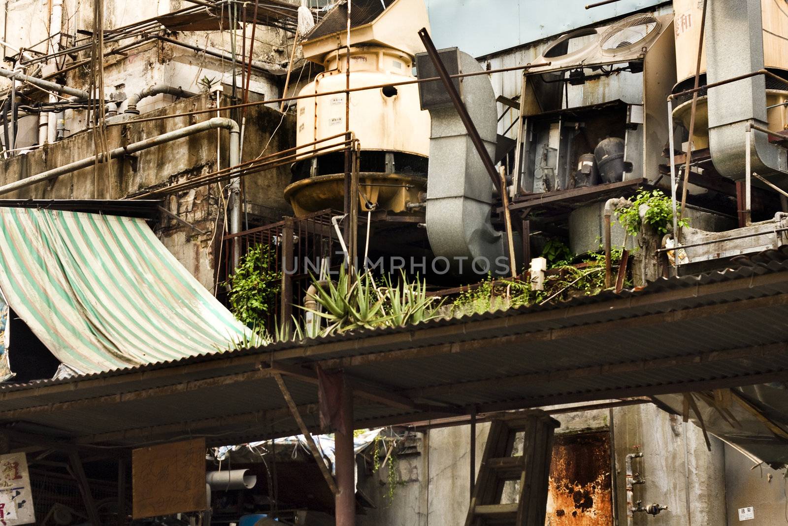 part of old factory building in hong kong