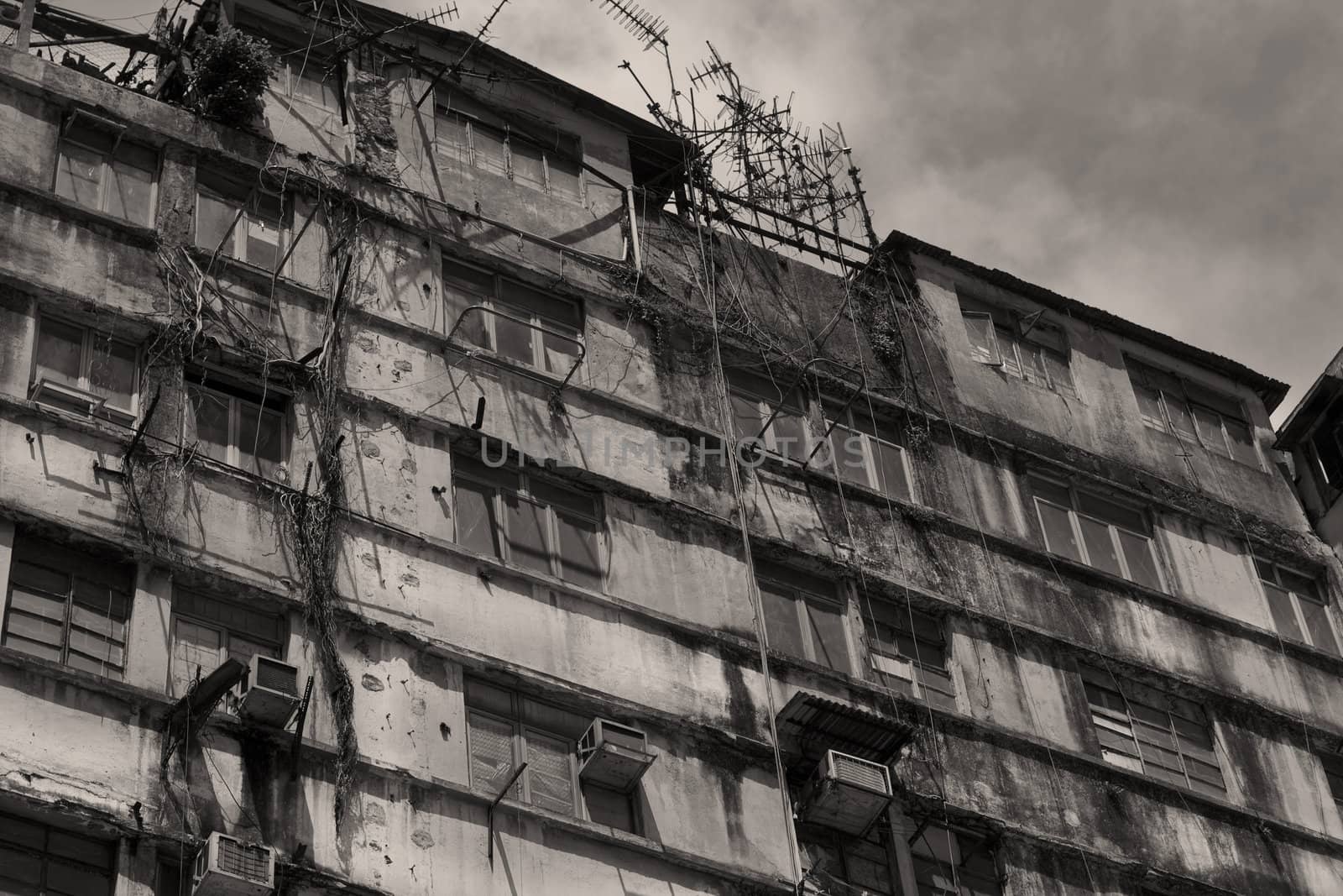 old house building in hong kong for background