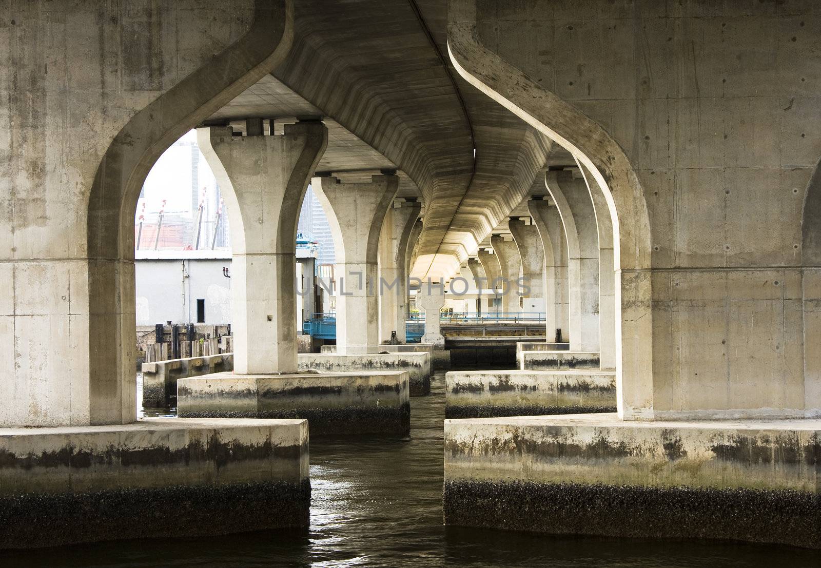 Image of a modern bridge taken from a futuristic angle 