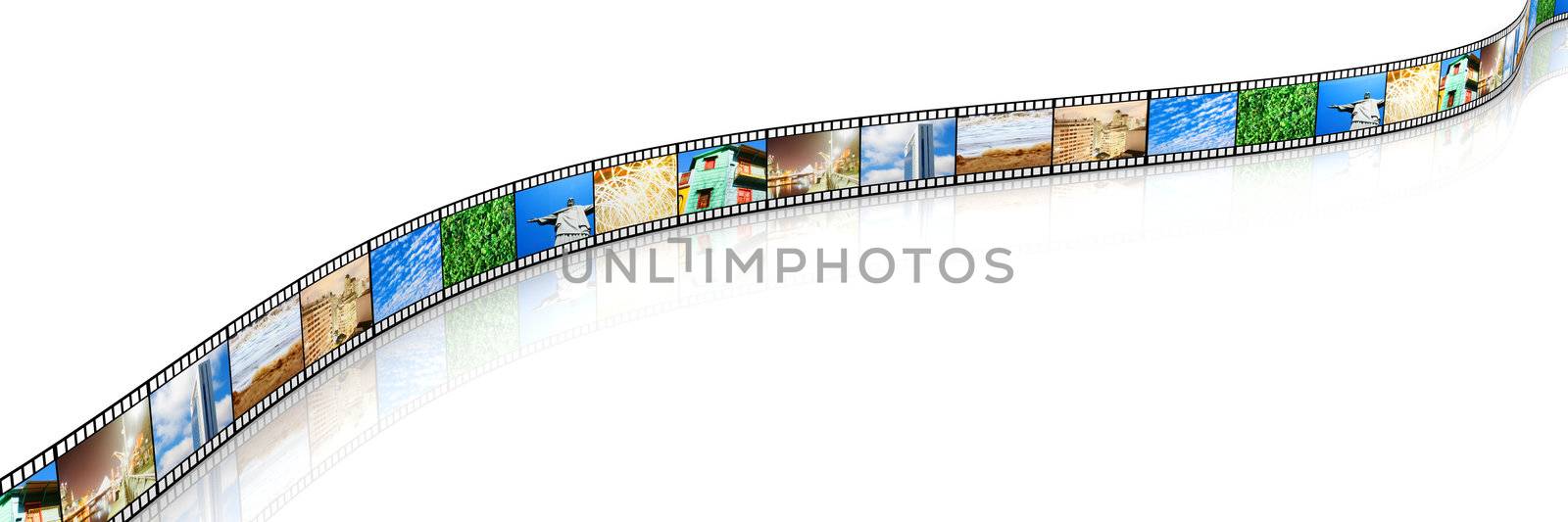 A Photo film. 3D rendered Illustration. Isolated on white.