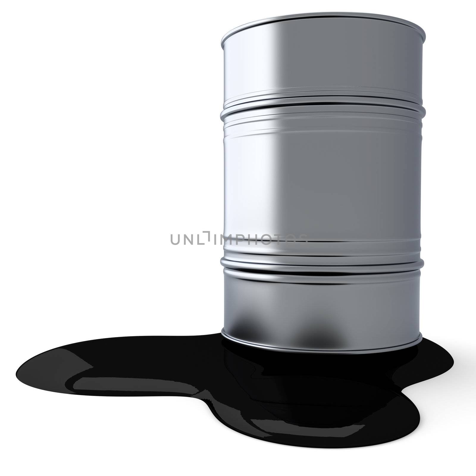 A leaking oil barrel. 3D rendered Illustration.