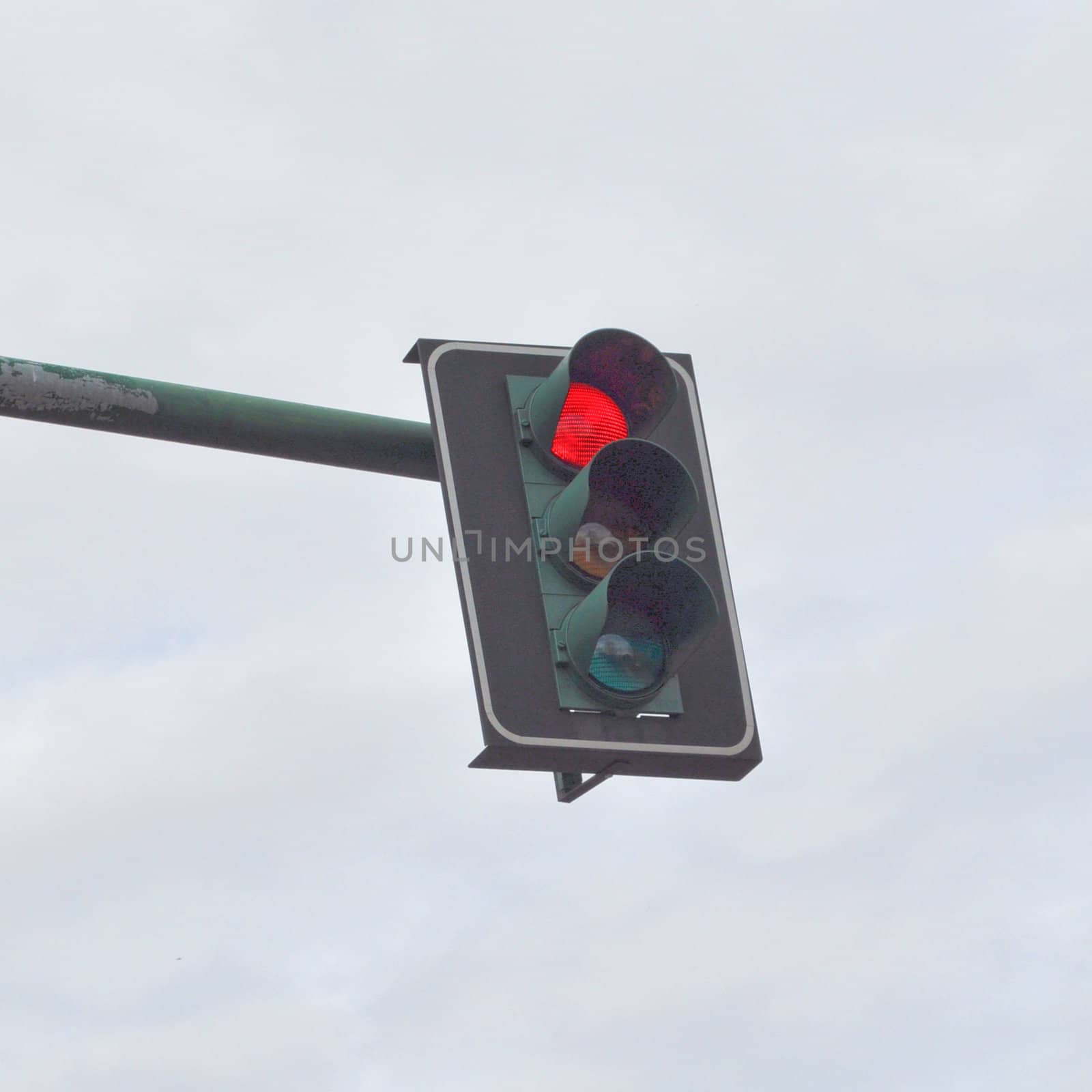 Red light on a traffic light or semaphore
