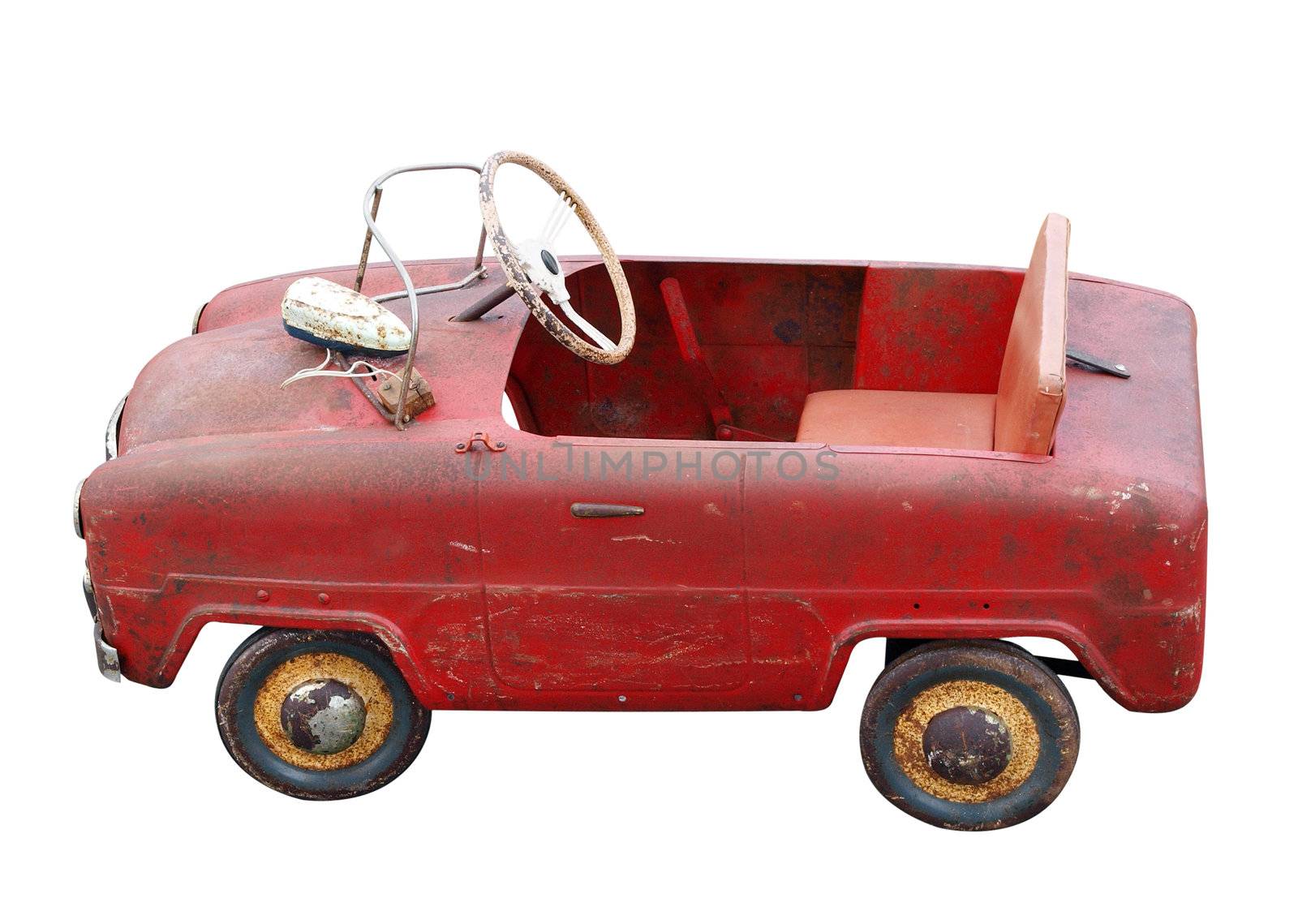 Antique Pedal Car isolated with clipping path