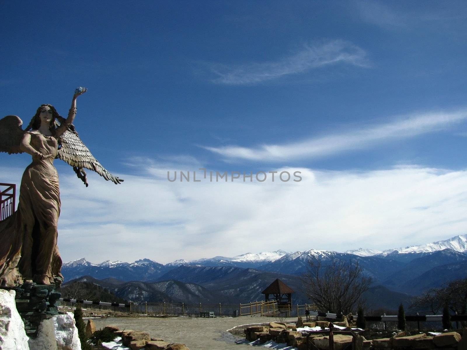 Sculpture; a monument; an angel; wings; design; the girl; base