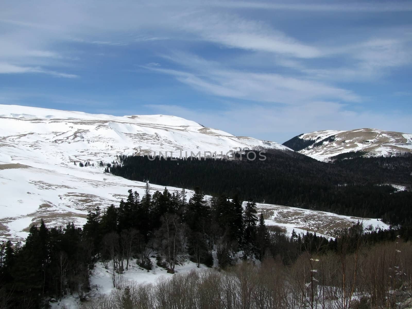 Winter; a plateau; mountains; a kind; a panorama; a landscape
