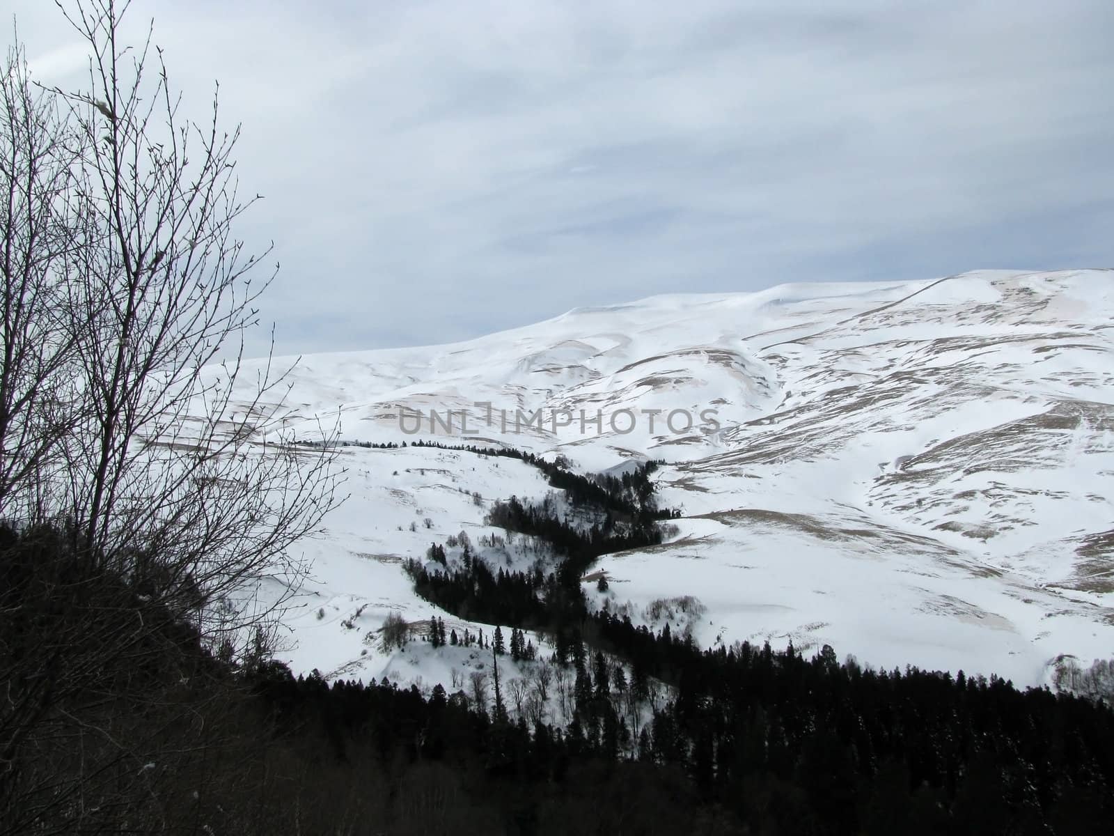 Winter; a plateau; mountains; a kind; a panorama; a landscape