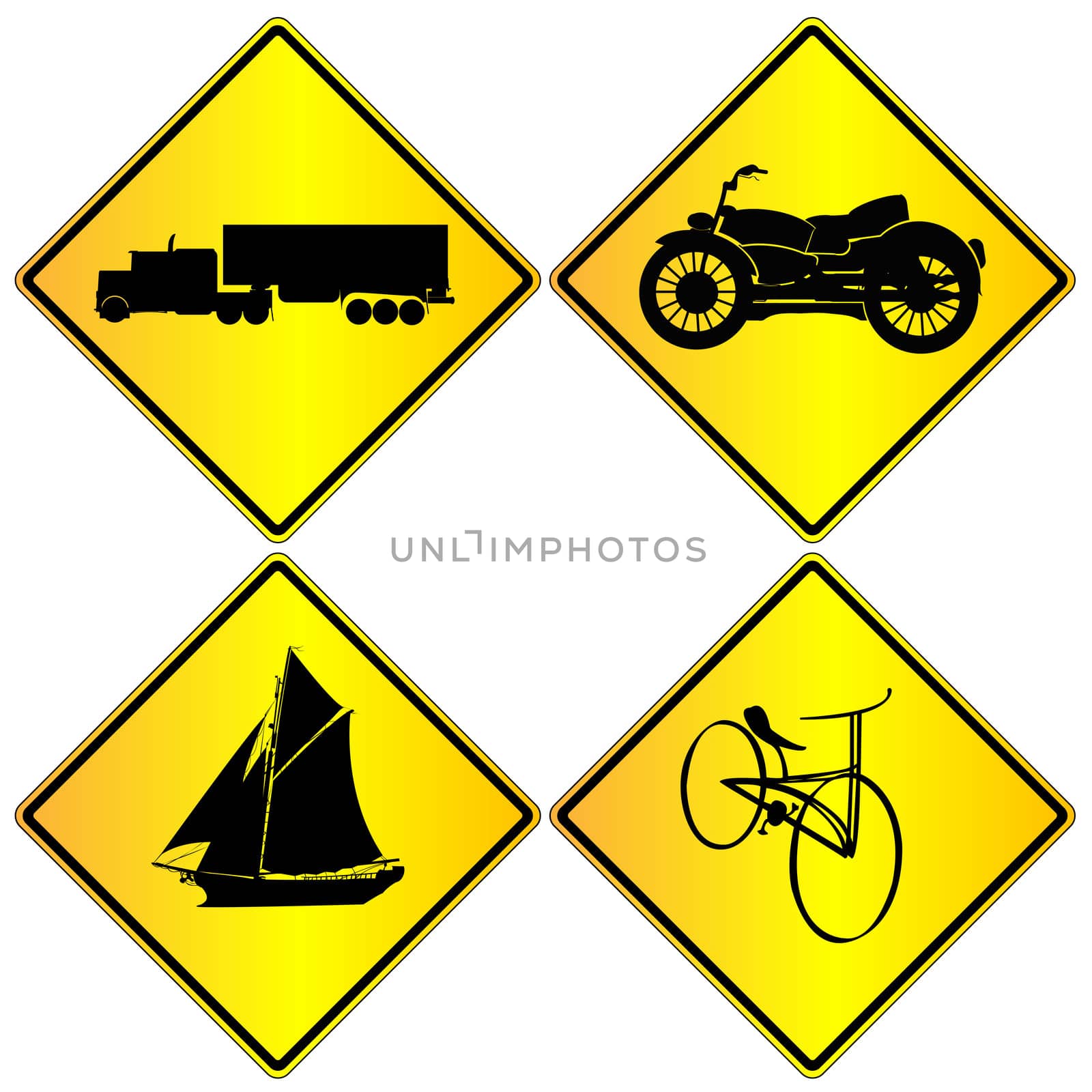 Metalic transport signs set by Lirch