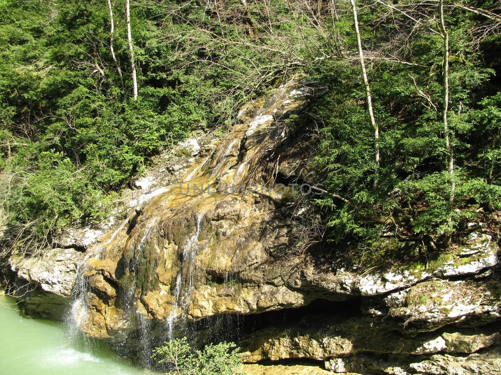 Falls, the river, stream, water, moisture, beauty, caucasus, relief, landscape