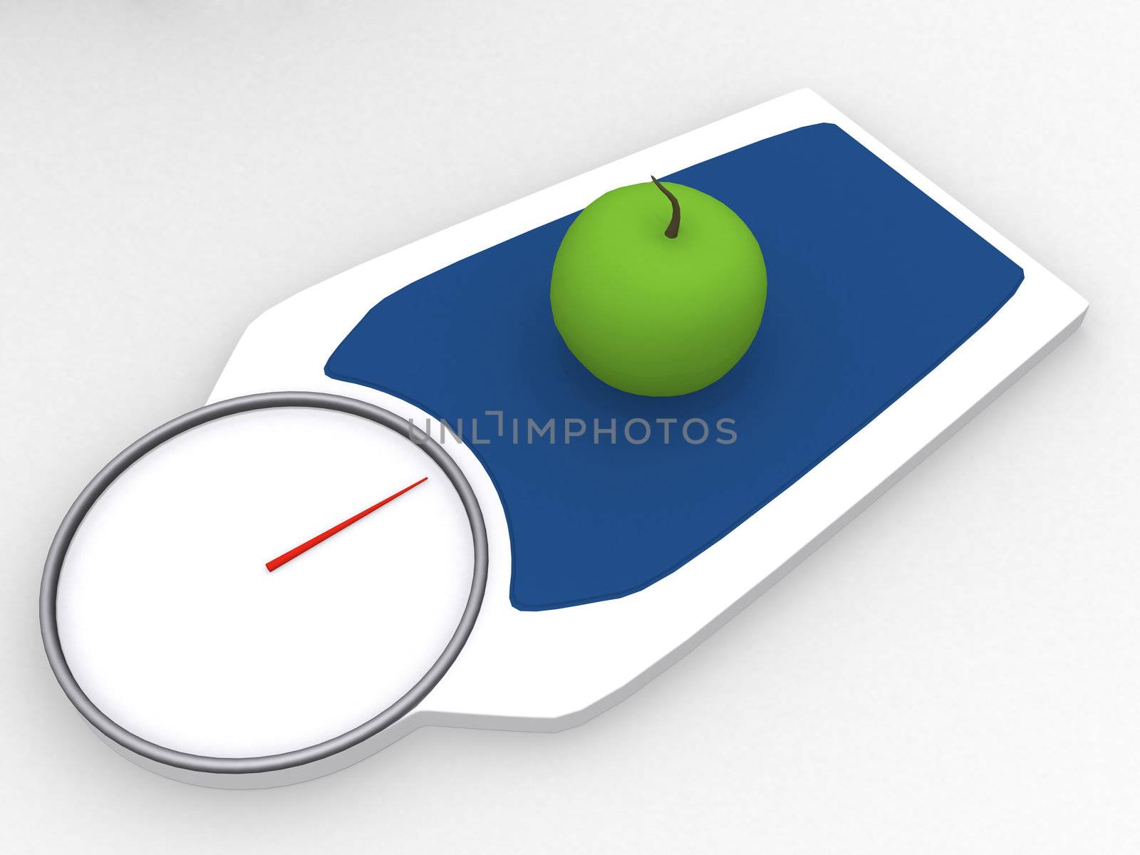 3d apple on a weight scale by dacasdo