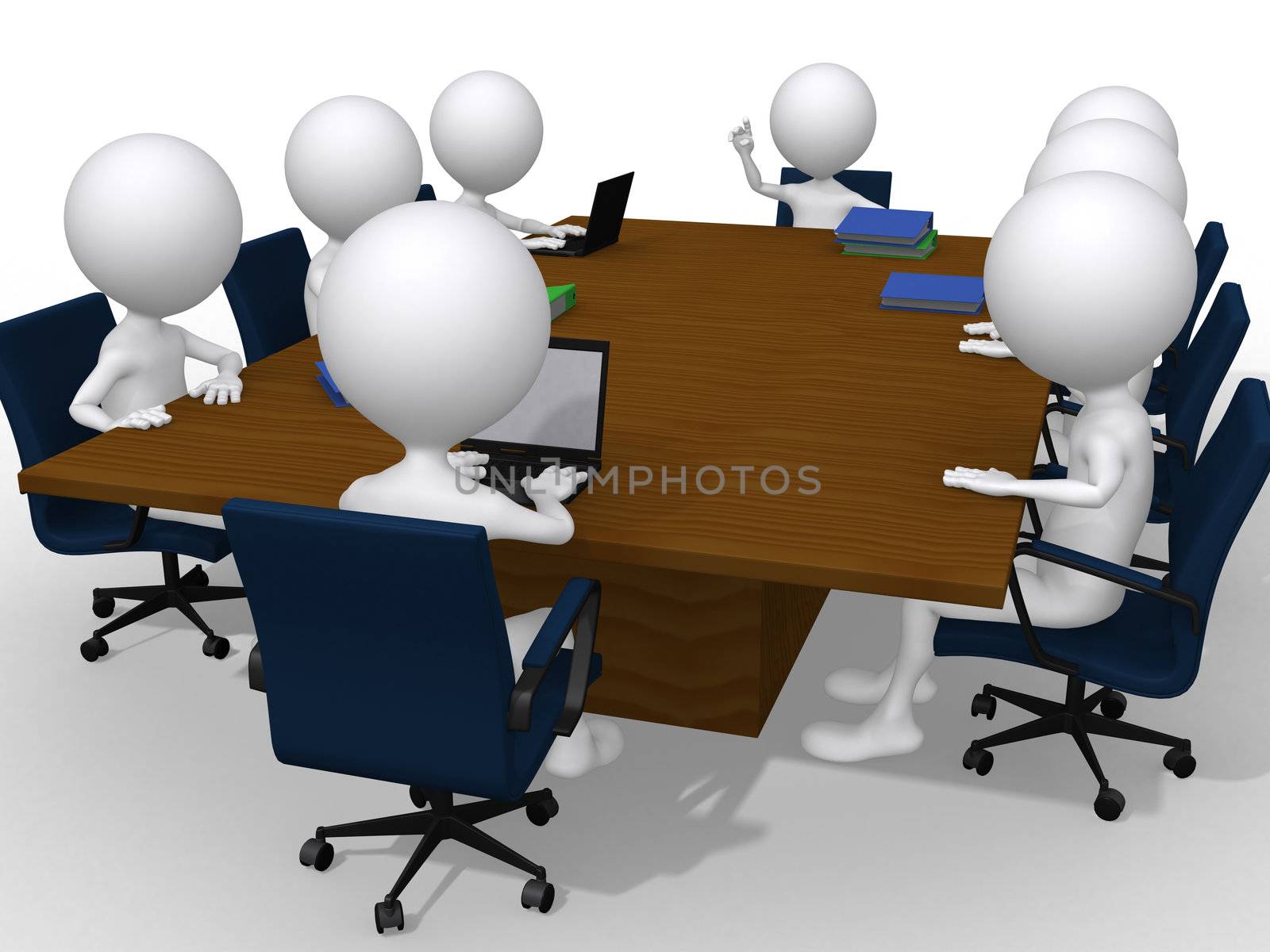 3d group discussion on a business meeting in a modern office