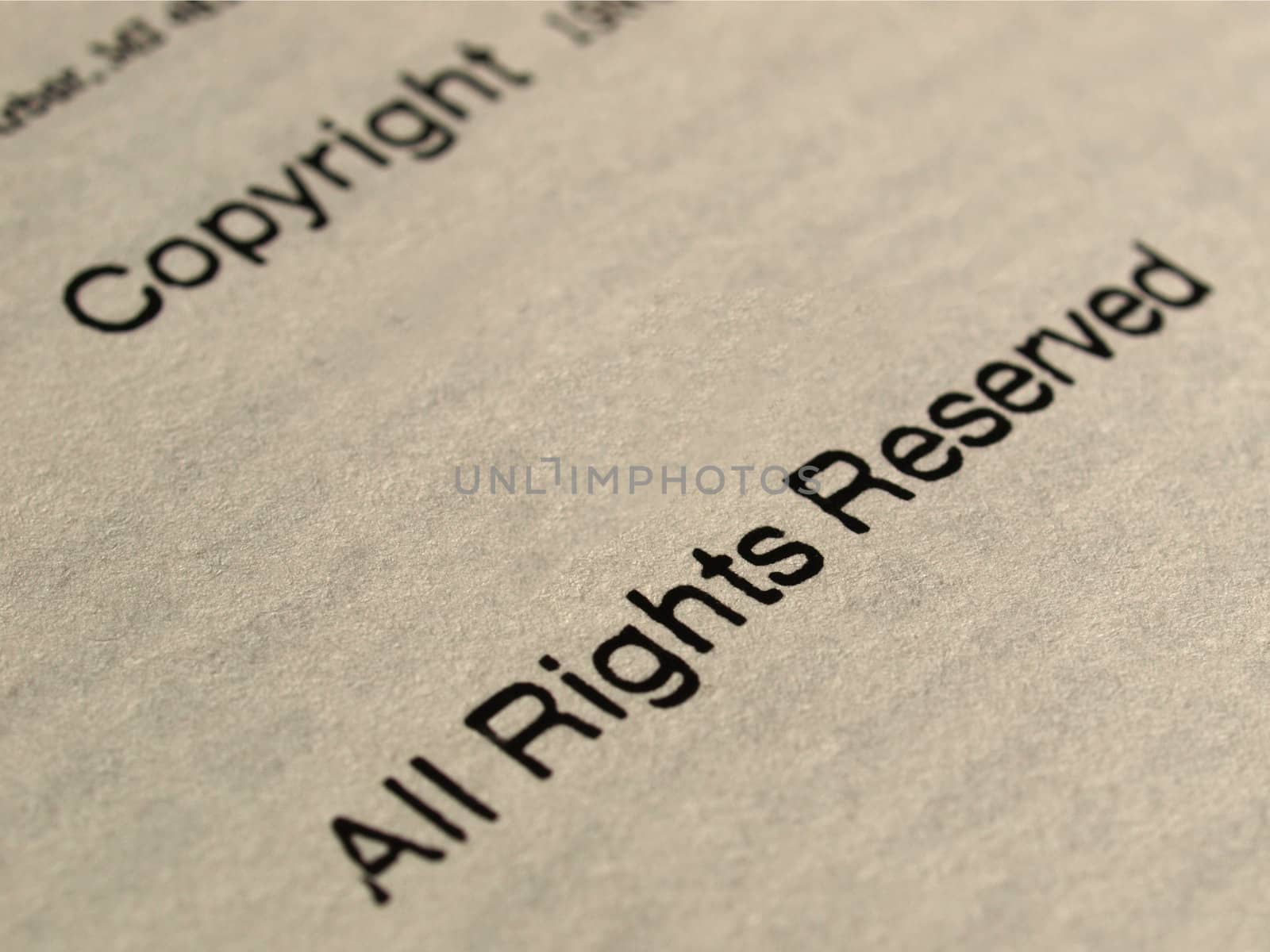 Copyright notice, All rights reserved on a book frontspice
