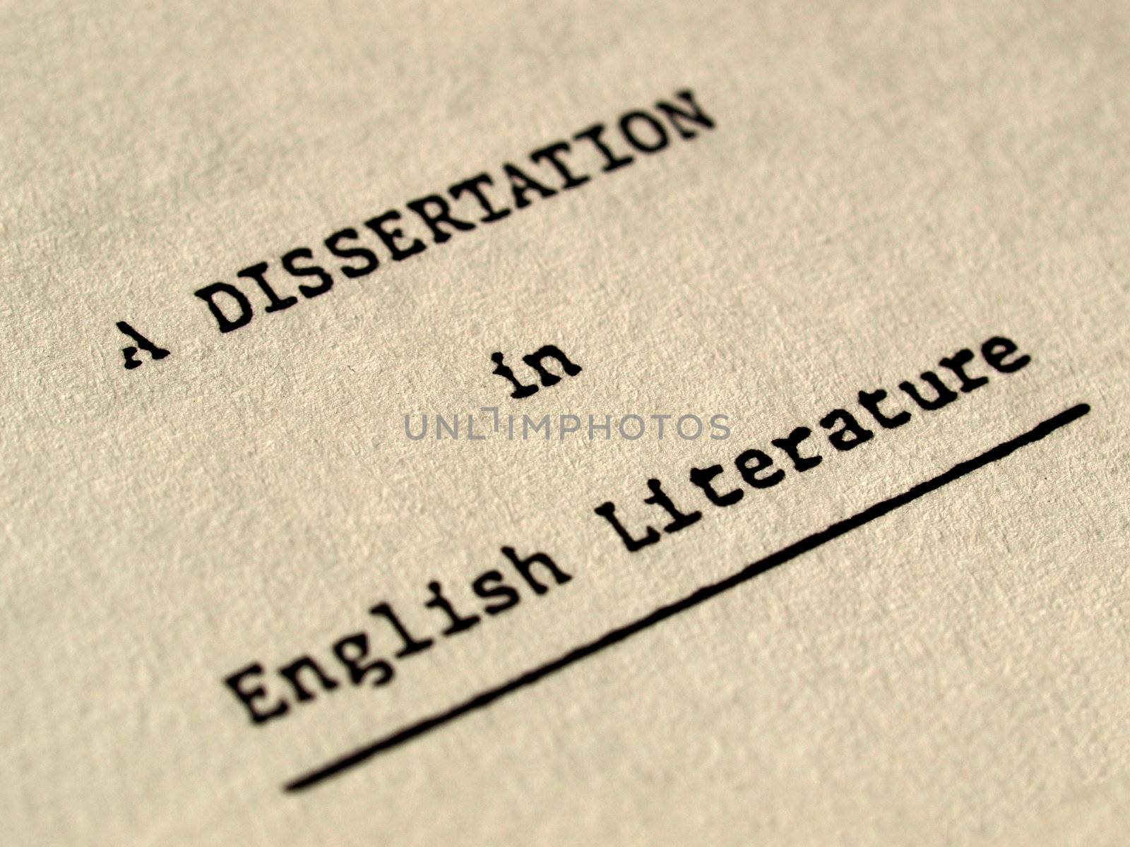 Frontspice of a dissertation in English Literature