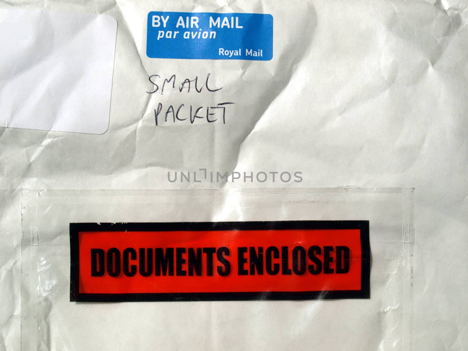 Letter or small packet envelope with documents inclosed