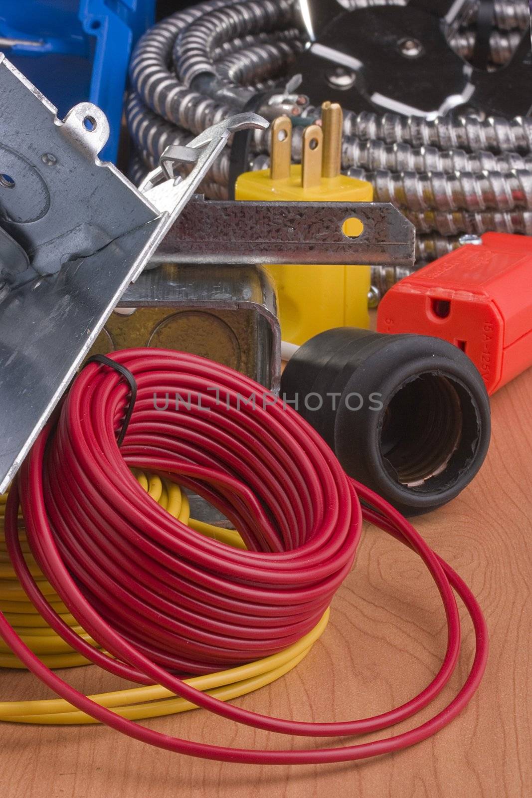 Red wire next to equipment for switch installation.