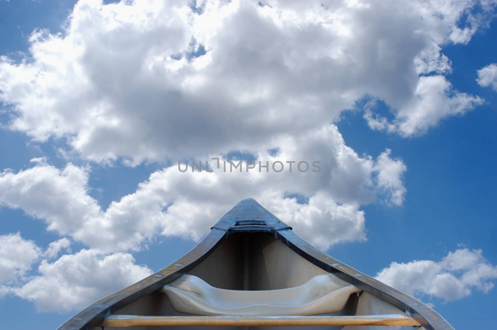 canoe flying in blue sky