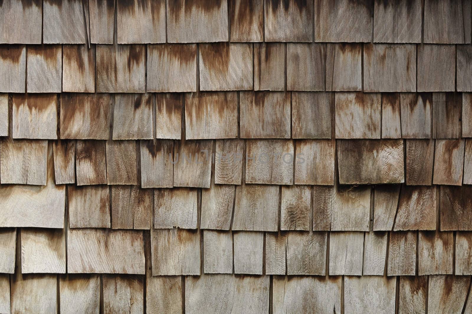 Aged Wooden Shingle Background with Copyspace