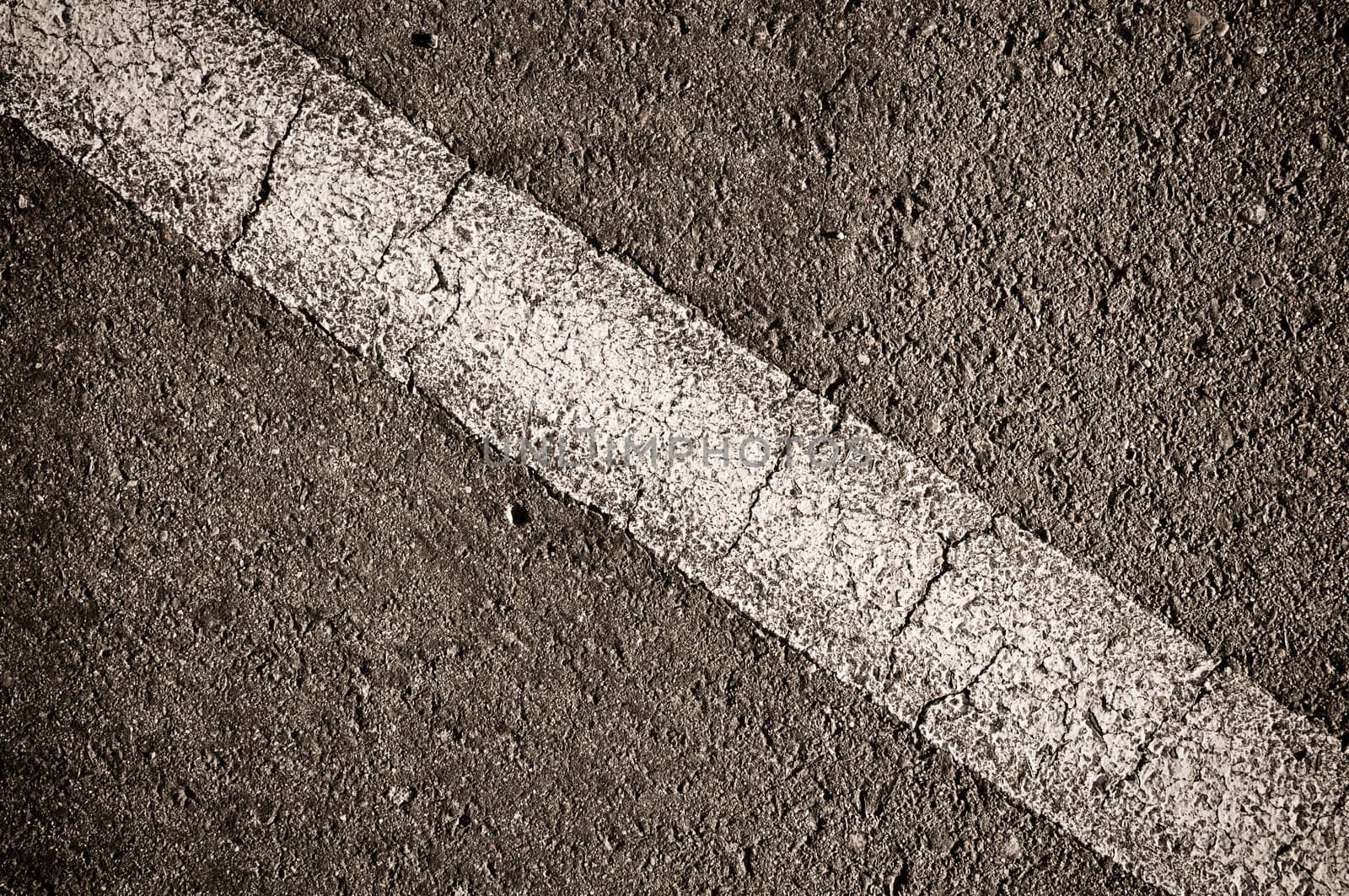 Asphalt Road With White Diagonal Line Stripe