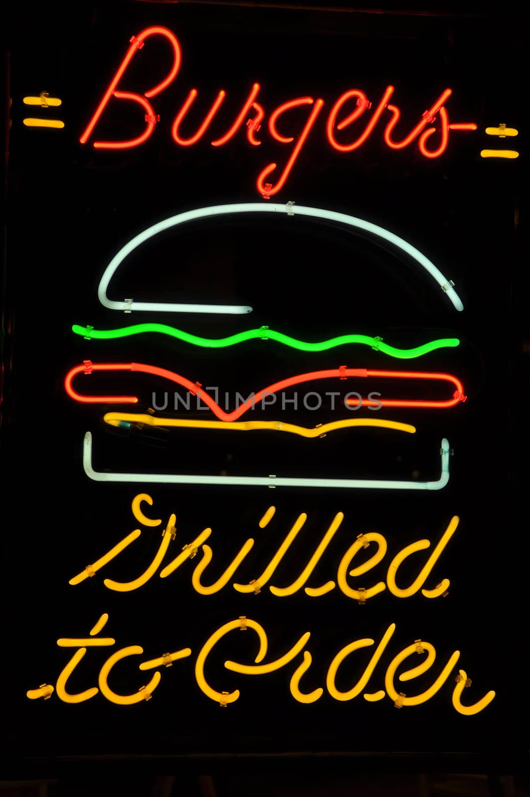 Burger Hamburger Grilled to Order Neon Light Sign