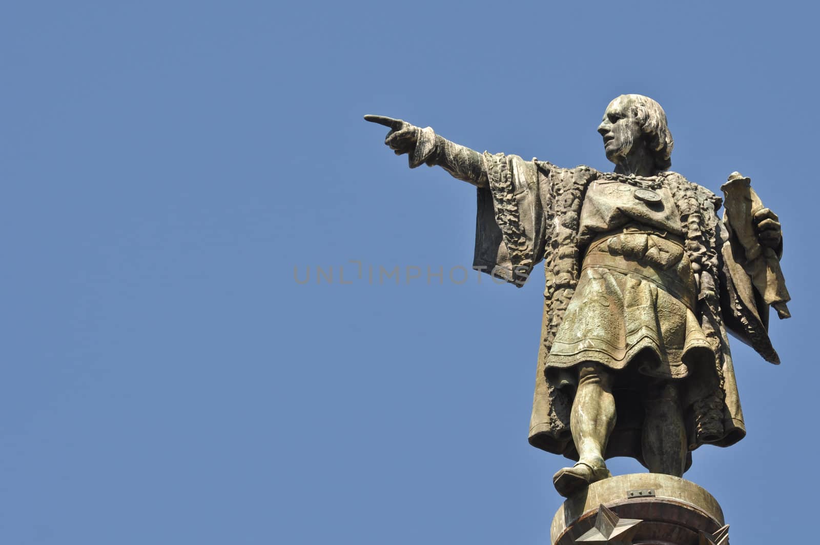 Christopher Columbus Day Statue Pointing with Space