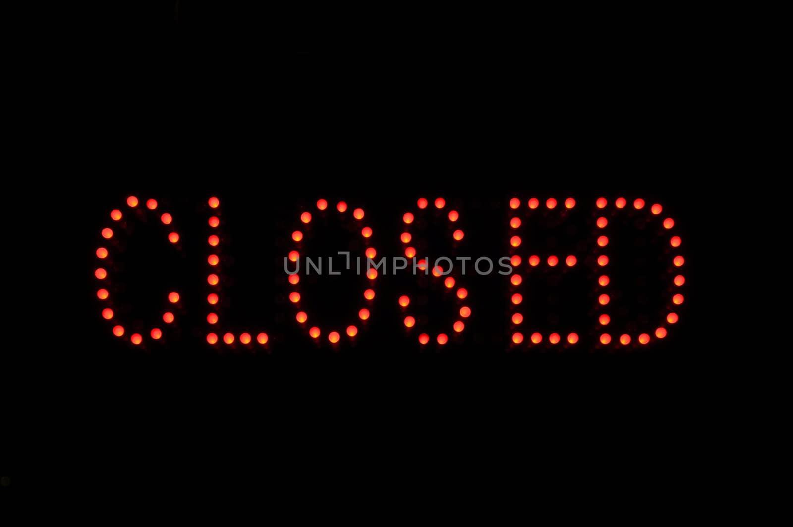 Closed Red Neon Sign with Black Background