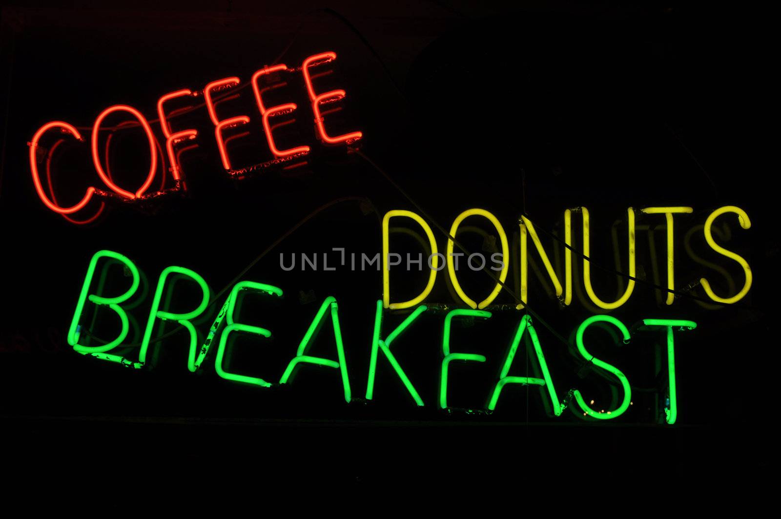Coffee Donuts Breakfast Neon Light Sign