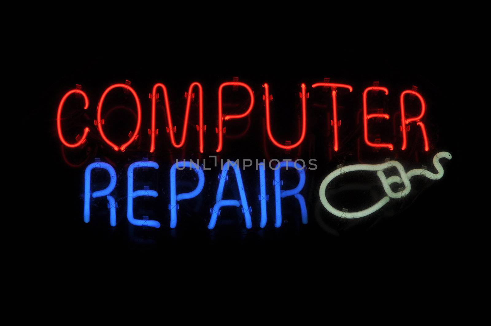 Computer Repair Neon Light Sign with Mouse